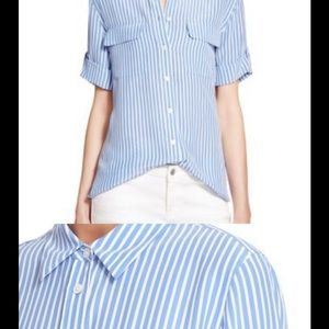 Silk equipment blue striped blouse in EUC